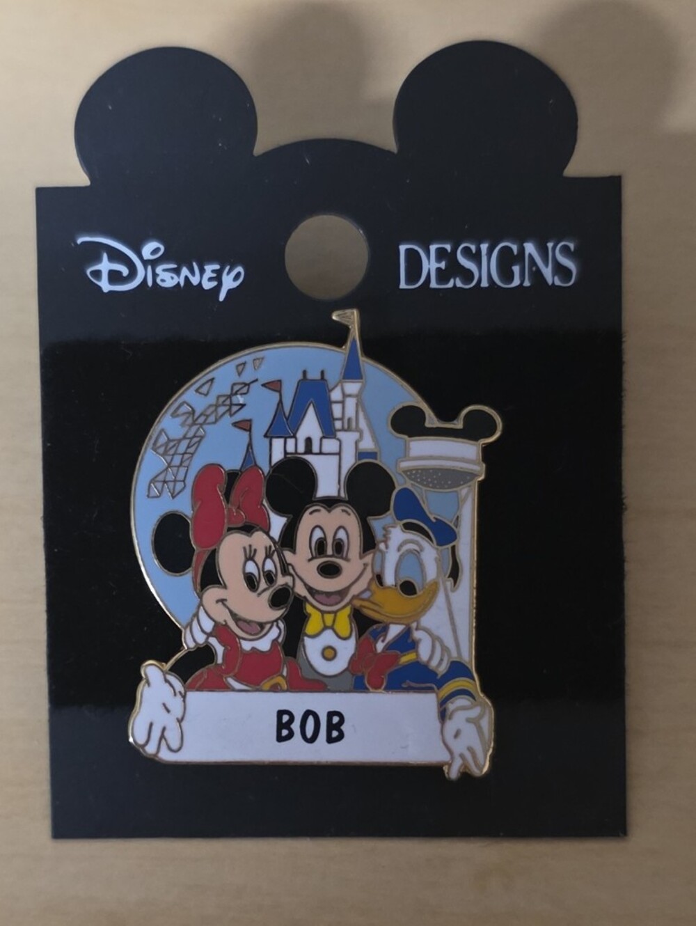 New Walt Disney World Personalized Pin WDW *BOB* Mickey, Minnie, Donald